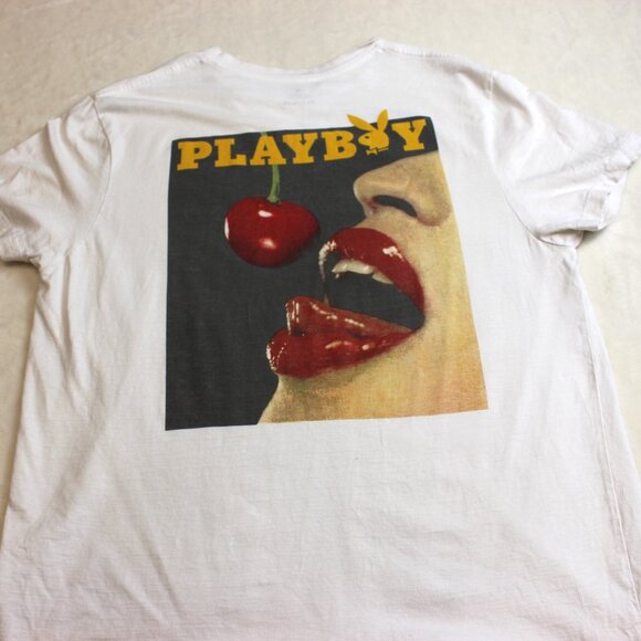 Playboy Graphic Cherry Lips T-Shirt Mens Large - Picture 4 of 7
